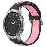 For Samsung  Galaxy Watch 4 Classic 46mm 20mm Perforated Breathable Sports Silicone Watch Band(Black+Pink)