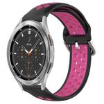 For Samsung  Galaxy Watch 4 Classic 46mm 20mm Perforated Breathable Sports Silicone Watch Band(Black+Rose Red)