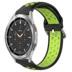 For Samsung  Galaxy Watch 4 Classic 46mm 20mm Perforated Breathable Sports Silicone Watch Band(Black+ Lime)