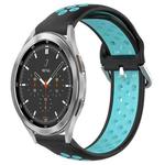 For Samsung  Galaxy Watch 4 Classic 46mm 20mm Perforated Breathable Sports Silicone Watch Band(Black+Blue)