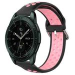 For Samsung Galaxy Watch 42mm 20mm Perforated Breathable Sports Silicone Watch Band(Black+Pink)