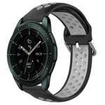 For Samsung Galaxy Watch 42mm 20mm Perforated Breathable Sports Silicone Watch Band(Black+ Grey)