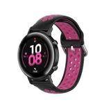 For Samsung Galaxy Watch Active 2 44mm 20mm Perforated Breathable Sports Silicone Watch Band(Black+Rose Red)