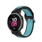 For Samsung Galaxy Watch Active 2 44mm 20mm Perforated Breathable Sports Silicone Watch Band(Black+Blue)