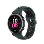 For Samsung Galaxy Watch 42mm 20mm Perforated Breathable Sports Silicone Watch Band(Olive Green+Black)