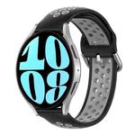 For Samsung Galaxy Watch 6 44mm 20mm Perforated Breathable Sports Silicone Watch Band(Black+ Grey)