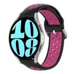 For Samsung Galaxy Watch 6 44mm 20mm Perforated Breathable Sports Silicone Watch Band(Black+Rose Red)