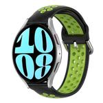 For Samsung Galaxy Watch 6 44mm 20mm Perforated Breathable Sports Silicone Watch Band(Black+ Lime)