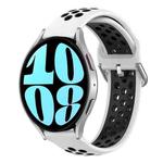 For Samsung Galaxy Watch 6 40mm 20mm Perforated Breathable Sports Silicone Watch Band(White+Black)