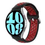 For Samsung Galaxy Watch 6 40mm 20mm Perforated Breathable Sports Silicone Watch Band(Black+ Red)