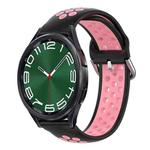 For Samsung Galaxy Watch 6 Classic 47mm 20mm Perforated Breathable Sports Silicone Watch Band(Black+Pink)