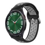 For Samsung Galaxy Watch 6 Classic 47mm 20mm Perforated Breathable Sports Silicone Watch Band(Black+ Grey)