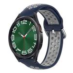 For Samsung Galaxy Watch 6 Classic 47mm 20mm Perforated Breathable Sports Silicone Watch Band(Midnight Blue + Gray)