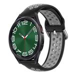 For Samsung Galaxy Watch 6 Classic 43mm 20mm Perforated Breathable Sports Silicone Watch Band(Black+ Grey)