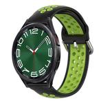 For Samsung Galaxy Watch 6 Classic 43mm 20mm Perforated Breathable Sports Silicone Watch Band(Black+ Lime)