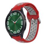 For Samsung Galaxy Watch 6 Classic 43mm 20mm Perforated Breathable Sports Silicone Watch Band(Red+Grey)