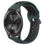 For Garmin Vivomove Trend 20mm Perforated Breathable Sports Silicone Watch Band(Olive Green+Black)
