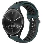 For Garmin Vivomove Sport 20mm Perforated Breathable Sports Silicone Watch Band(Olive Green+Black)