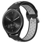 For Garmin Vivomove Sport 20mm Perforated Breathable Sports Silicone Watch Band(Black+ Grey)