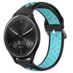 For Garmin Vivomove Sport 20mm Perforated Breathable Sports Silicone Watch Band(Black+Blue)