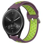 For Garmin Vivomove Sport 20mm Perforated Breathable Sports Silicone Watch Band(Purple+Lime)