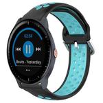 For Garmin Vivoactive3 Music 20mm Perforated Breathable Sports Silicone Watch Band(Black+Blue)