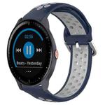 For Garmin Vivoactive3 Music 20mm Perforated Breathable Sports Silicone Watch Band(Midnight Blue + Gray)