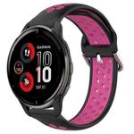 For Garmin Venu 2 Plus 20mm Perforated Breathable Sports Silicone Watch Band(Black+Rose Red)