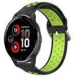 For Garmin Venu 2 Plus 20mm Perforated Breathable Sports Silicone Watch Band(Black+ Lime)