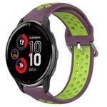 For Garmin Venu 2 Plus 20mm Perforated Breathable Sports Silicone Watch Band(Purple+Lime)