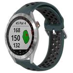 For Garmin Approach S40 20mm Perforated Breathable Sports Silicone Watch Band(Olive Green+Black)