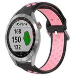 For Garmin Approach S40 20mm Perforated Breathable Sports Silicone Watch Band(Black+Pink)