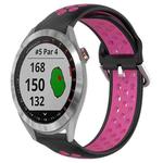 For Garmin Approach S40 20mm Perforated Breathable Sports Silicone Watch Band(Black+Rose Red)
