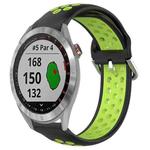 For Garmin Approach S40 20mm Perforated Breathable Sports Silicone Watch Band(Black+ Lime)