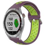 For Garmin Approach S40 20mm Perforated Breathable Sports Silicone Watch Band(Purple+Lime)