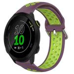 For Garmin Forerunner 158 20mm Perforated Breathable Sports Silicone Watch Band(Purple+Lime)