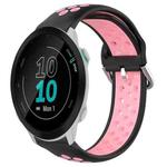 For Garmin Forerunner 55 20mm Perforated Breathable Sports Silicone Watch Band(Black+Pink)
