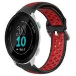 For Garmin Forerunner 55 20mm Perforated Breathable Sports Silicone Watch Band(Black+ Red)