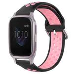 For Garmin Venu SQ 20mm Perforated Breathable Sports Silicone Watch Band(Black+Pink)