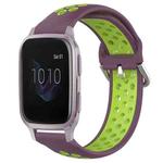 For Garmin Venu SQ 20mm Perforated Breathable Sports Silicone Watch Band(Purple+Lime)