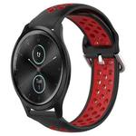 For Garmin VivoMove Style 20mm Perforated Breathable Sports Silicone Watch Band(Black+ Red)