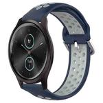 For Garmin VivoMove Style 20mm Perforated Breathable Sports Silicone Watch Band(Midnight Blue + Gray)