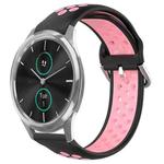 For Garmin VivoMove Luxe 20mm Perforated Breathable Sports Silicone Watch Band(Black+Pink)