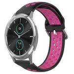 For Garmin VivoMove Luxe 20mm Perforated Breathable Sports Silicone Watch Band(Black+Rose Red)