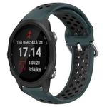 For Garmin Forerunner 245 20mm Perforated Breathable Sports Silicone Watch Band(Olive Green+Black)