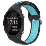 For Garmin Forerunner 245 20mm Perforated Breathable Sports Silicone Watch Band(Black+Blue)