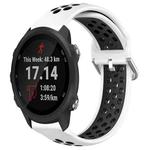 For Garmin Forerunner 245 Music 20mm Perforated Breathable Sports Silicone Watch Band(White+Black)