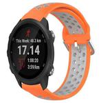 For Garmin Forerunner 245 Music 20mm Perforated Breathable Sports Silicone Watch Band(Orange+Grey)