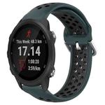 For Garmin Forerunner 245 Music 20mm Perforated Breathable Sports Silicone Watch Band(Olive Green+Black)