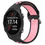 For Garmin Forerunner 245 Music 20mm Perforated Breathable Sports Silicone Watch Band(Black+Pink)